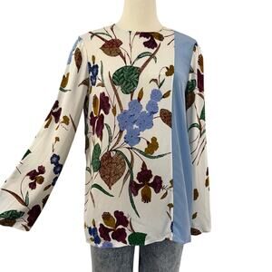 Diane Von Furstenberg Silk Long Sleeve Blouse Top Floral Multicolor Size 8